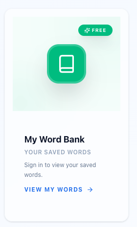 My Word Bank card on Learnig Resources